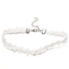 Buytra New Harajuku Vintage Bunga Choker Oto Kalung Lace Necklace Gelang Kalung Putih