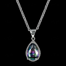 BYT Platinum Disepuh Y Tipe Ladies Pendant Necklace dengan Colorful Bentuk Hati Zirkon Crystal