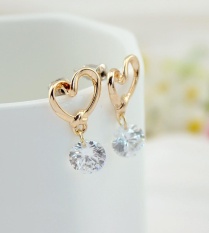 CADIS 24 K Berlapis Emas Keindahan Gloden Double Heart Perhiasan Anting-Intl