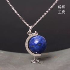 Cantik S925 Asli Lapis Persia Globe Kalung Liontin