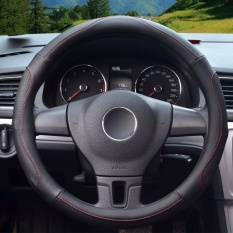 Car Steering Wheel Covers, Diameter 14 Inch (35.5-36 Cm), Kulit PU, For Musim Penuh, Semua Hitam-S-Intl