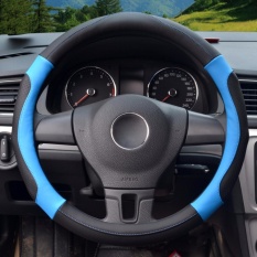 Car Steering Wheel Covers, Diameter 14 Inch (35.5-36 Cm), Kulit PU, For Musim Penuh, Hitam & Biru-S-Intl