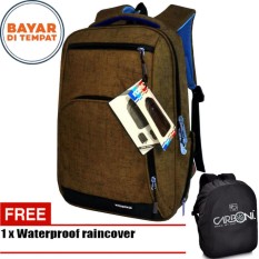 Carboni Make My Day Original Casual Backpack Laptop Sistem RA00013 17 - Coffee + Raincover waterproop