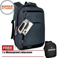 Carboni Make My Day Original Casual Backpack Laptop Sistem RA00013 17 - Grey + Raincover waterproop