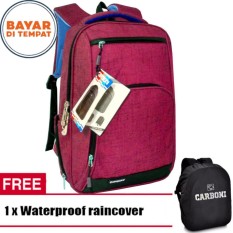 Carboni Make My Day Original Casual Backpack Laptop Sistem RA00013 17 - Red + Raincover waterproop