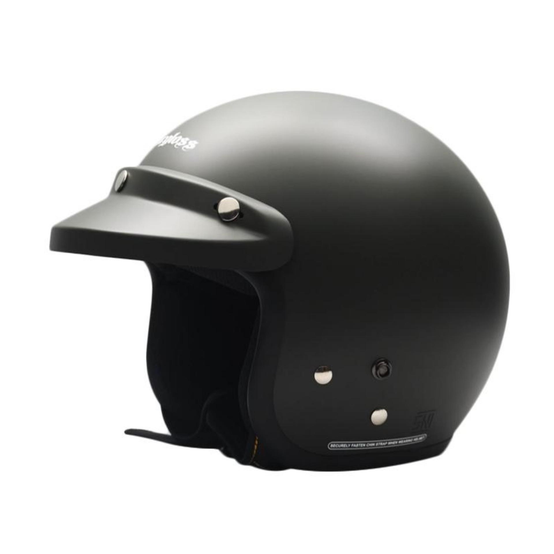  Cargloss Retro Helm Half Face - Black Doff 