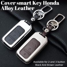 case Sarung kunci smart key alloy Leather Cover Honda CIVIC HRV JAZZ RS CITY ACCORD CRV 2 tombol Black