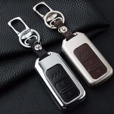 case Sarung kunci smart key alloy Leather Cover Honda CIVIC HRV JAZZ RS CITY ACCORD CRV 2 tombol brown