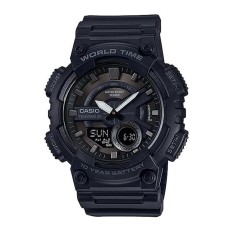 Casio Analog & Digital AEQ-110W-1B - Jam Tangan Pria - Hitam - Resin Band