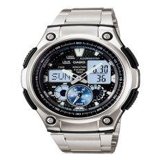 Casio Analog Digital Jam Tangan Pria - Silver - Strap Rantai - AQ-190WD-1A