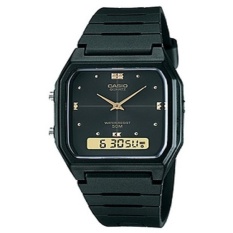 Casio Analog Digital Jam Tangan Wanita Original - Strap Karet - AW-48HE-1A Hitam