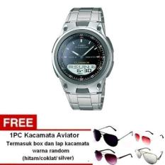 Casio Analog Digital Watch AW-80D-1AVDF - Jam Tangan Pria -Stainless steel band+ Free 1pc kacamata aviator dengan warna random termasuk kotak kacamata dan lap kacamata