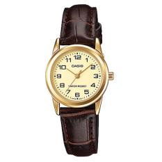 Casio Analog LTP-V001GL-9B - Jam Tangan Wanita - Brown & Gold - Leather Band