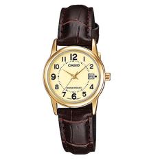 Casio Analog LTP-V002GL-9B - Jam Tangan Wanita - Brown & Gold - Leather Band