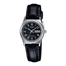 Casio Analog LTP-V006L-1B - Jam Tangan Wanita - Black & Silver - Leather Band
