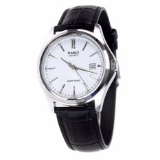 Casio Analog MTP-1183E-7A - Jam Tangan Pria - Black & Silver - Leather Band