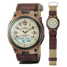 Casio AW-80V-5BV - Jam Tangan Pria - Krem Cokelat - Tali Kanvas