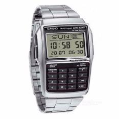 CASIO DBC-32D-1ADF - Vintage Series - Data Bank - Telememo - Calculator - Jam Tangan Pria - Bahan Tali Stainless Steel - Silver