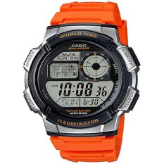 Casio Digital Jam Tangan Pria - Orange - Strap Karet - AE-1000W-4B