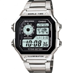 Casio Digital Jam Tangan Pria Original - Strap Rantai - 1200WHD-1A Silver