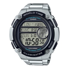 Casio Digital Jam Tangan Pria - Silver - Strap Rantai - AE-3000WD-1A