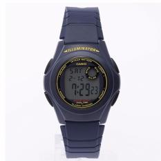 CASIO F-200W-2BDF - Digital - Illuminator - Dual Time - Jam Tangan Pria - Bahan Tali Resin - Biru Navy
