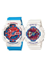 Casio G-shock dan Baby-G pria & wanita GA-110AC-7A dan ba- 112 yg 7 amp pasangan damar tali jam biru/putih