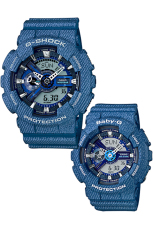 Casio G-SHOCK dan BABY G For Pria And Wanita GA-110DC-2A And BA-110DC-2A2 Pasangan Damar Tali Pengikat Perhiasan Biru
