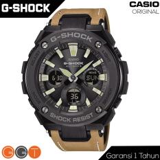 Casio G-Shock G Steel Dual Time - Tough Solar Movement - Jam Tangan Pria - Leather Strap - GST-120L