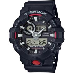CASIO G SHOCK - Jam Tangan Pria - Hitam-Hitam List Merah - Rubber Hitam - GA-700-1ADR