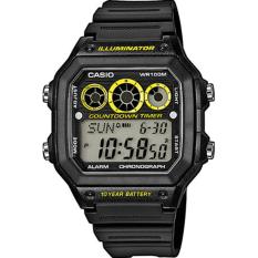 Casio Illuminator Countdown Timer D44H330AE1300WHHTMK Digital Jam Tangan Pria Rubber Strap