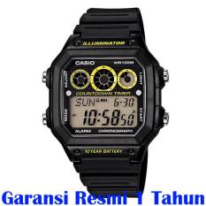 Casio - Jam Tangan Pria - Hitam-Hitam - Rubber Hitam - AE-1300WH-1AVDF