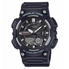 Casio Jam Tangan Pria Original Analog Digital - Strap Karet Hitam - AEQ 110W-1A - Black