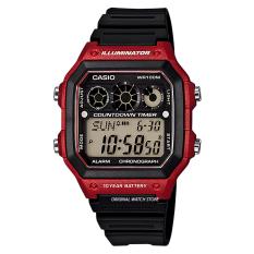 Casio - Jam Tangan Pria - Red - Black Resin Case - AE-1300WH-4AVDF