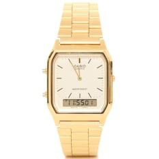 Casio Jam Tangan Wanita Original Dual Time - Gold - Stainless Steel - AQ-230GA-9D