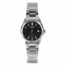 CASIO LTP-1183A-1ADF - Jam Tangan Wanita - Bahan Tali Stainless Steel - Silver - Dial Hitam