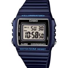 CASIO W-215H-2AVDF - Digital - Illuminator - Chronograph - Multifunction - Jam Tangan Unisex - Bahan Tali Resin - Hitam Biru