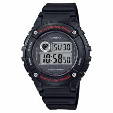 CASIO W-216H-1AVDF - Digital - Illuminator - Alarm Chrono - Multifunction - Jam Tangan Pria - Bahan Tali Resin - Hitam