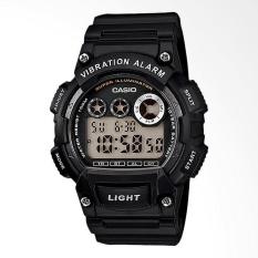 CASIO W-735H-1AVDF - Digital - Super Illuminator - Multifunction - Jam Tangan Pria - Bahan Tali Resin - Hitam