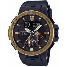 Jam Tangan CASIO PROTREK Vintage Warna Emas 6 Stasiun Radio Di Seluruh Dunia Solar Powered PRW-7000 V-1JF Pria -Intl