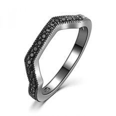 Castillna Hitam Gold Sterling Perak Dibuat Hitam Berlian Kawin Cincin untuk Wanita, China Ukuran 7-Internasional