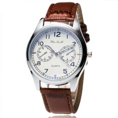 Casual Lover's Men's Shining Glass Leather Analog QUARTZ Sport Wrist Watch Hadiah-Intl