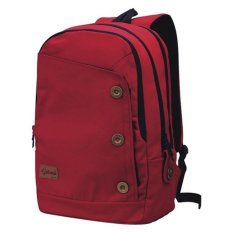 Catenzo Backpack Tas Laptop Ransel Canvas Rain Cover - Merah