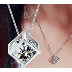 Catwalk Rincian Tentang Fashion Wanita Silver Plated Chain Crystal Rhinestone Liontin Kalung-Intl