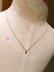 CC Asli Ruby/Zamrud Precious Stone Jepang Agete Gaya 14 KS Catatan Emas Kalung Kunci Tulang Rantai sangat Tipis Chien-Internasional