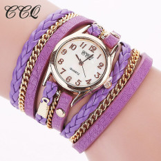 CCQ Merek Mewah Vintage Kulit Gelang Watch Pria Wanita Jam Tangan Ungu-Intl