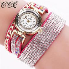 Ccq Merek Mewah Vintage Kulit Jam Gelang Women Wrist Watch Gaun Wanita Jam QUARTZ Hotpinkfree Pengiriman-Intl