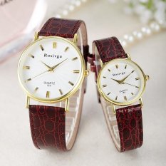 CE Set dari Dua Versi Korea dari Jam Tangan Pria Pasangan Tinggi-Grade Belt Jangan Tangan Perempuan Merek Fashion Fashion Meja Tahan Air jam KUARSA Jam Fesyen Pasangan Di Meja Bulat Tali Coklat Putih Panggil-Intl
