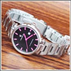 Charlie Jill 1428ms plat hitam jam tangan wanita strap stainless-silver