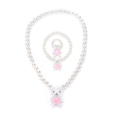 Kalung Manik Putri Anak Gadis Bayi & Gelang & Ring Set Perhiasan Hadiah-Intl
